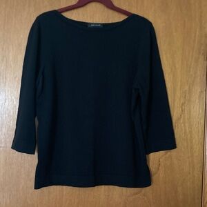 Ann Taylor Black Boatneck 3/4 Sleeve Top